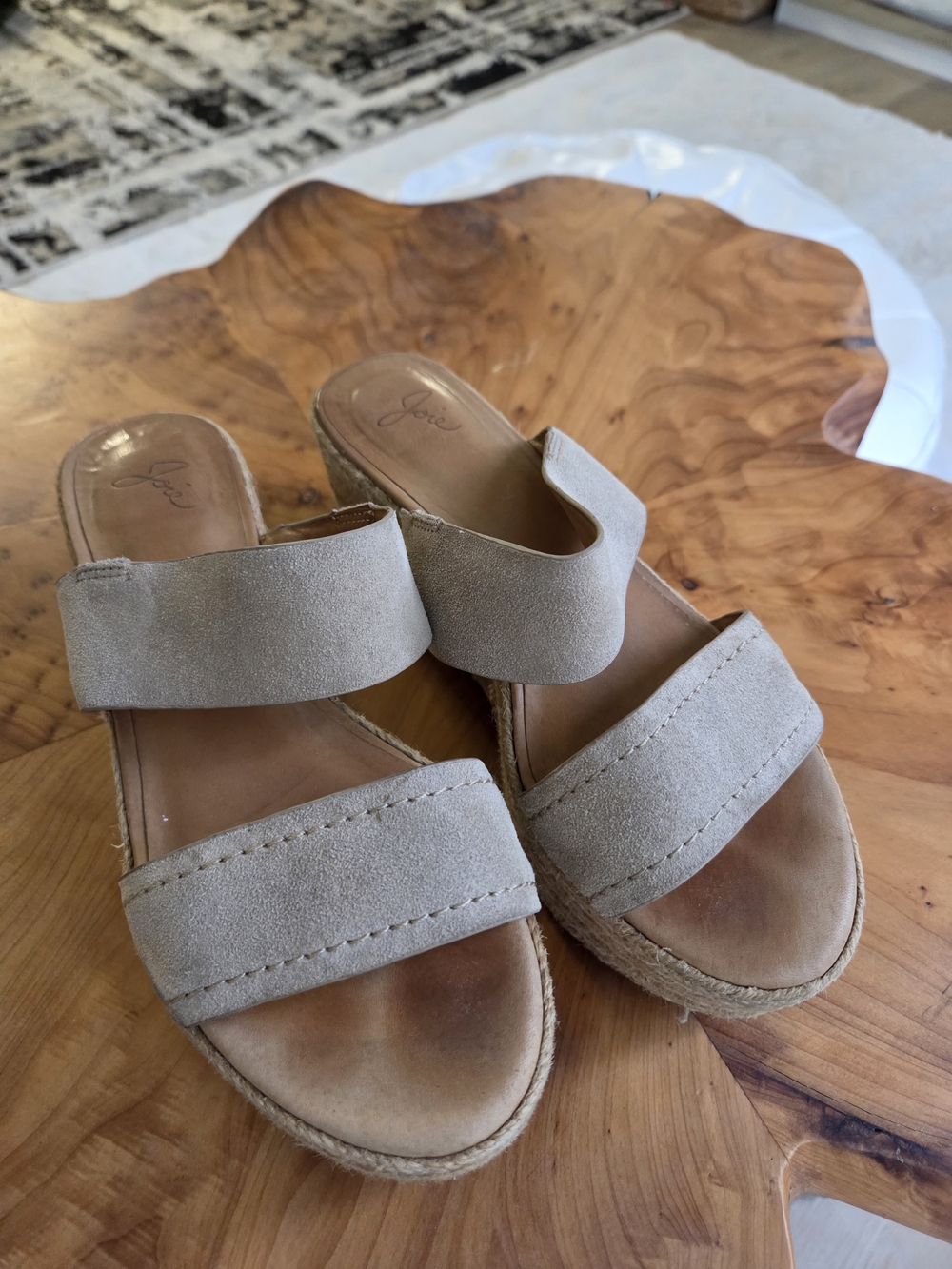 Joie Suede Double-Strap Slide Sandals in Beige - Women